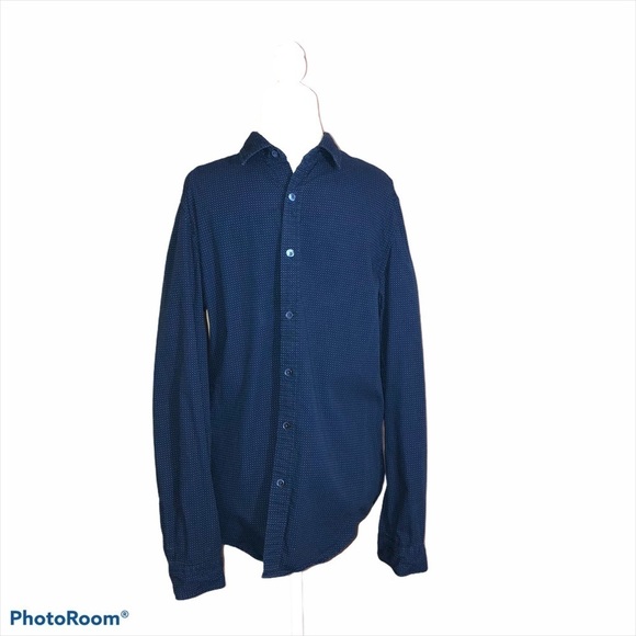 DENIM & FLOWER Tiny Dots Print Button Down Long Sleeve Shirt Size M - Picture 1 of 8